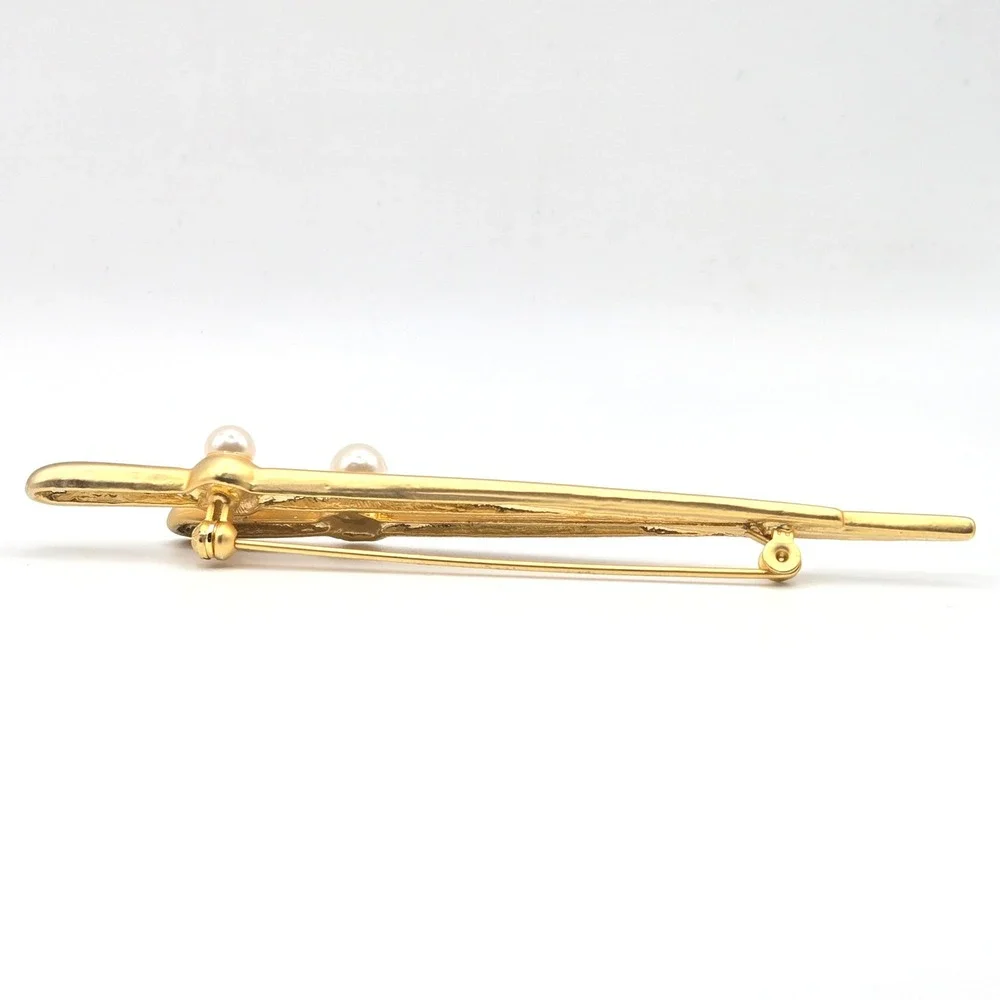 Gold Tone Pearl Accent‎ Brooch